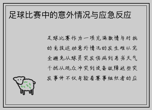 足球比赛中的意外情况与应急反应